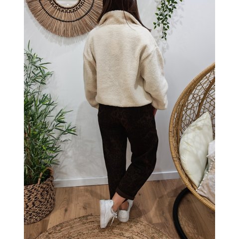Veste polaire femme beige zippée La vie est belle