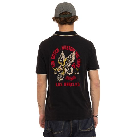 POLO SLUB JERSEY AVEC BADGE ET PRINT VON DUTCH VD/1/PO/LOS/NR