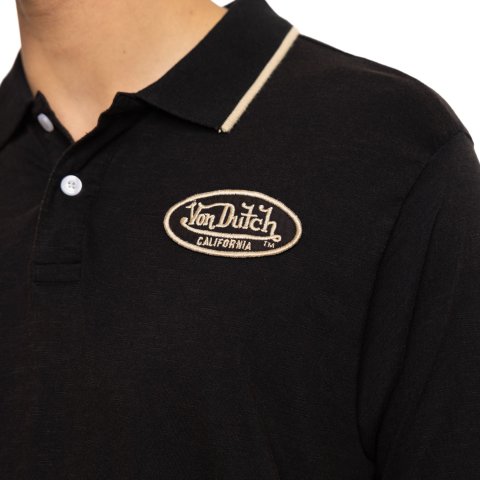 POLO SLUB JERSEY AVEC BADGE ET PRINT VON DUTCH VD/1/PO/LOS/NR