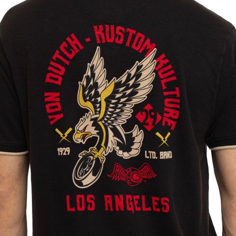 POLO SLUB JERSEY AVEC BADGE ET PRINT VON DUTCH VD/1/PO/LOS/NR