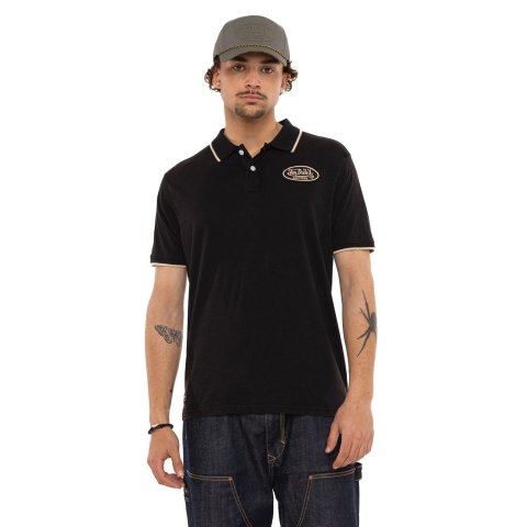 POLO SLUB JERSEY AVEC BADGE ET PRINT VON DUTCH VD/1/PO/LOS/NR