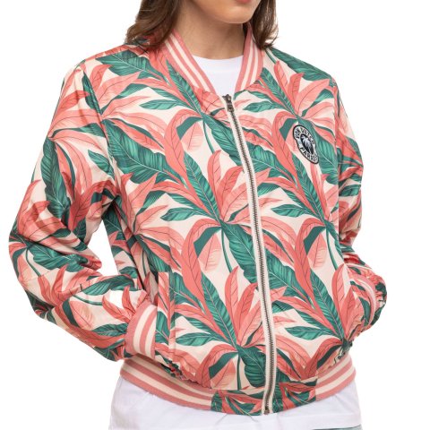 VESTE SATIN ALLOVER, PATCH TISSÉ ET RIB LUREX TROPICAL VON DUTCH