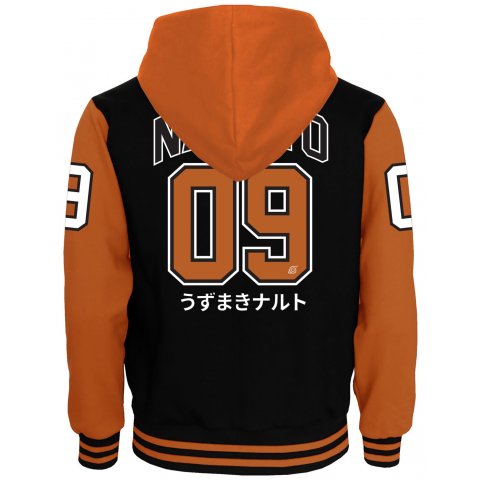Veste Teddy Naruto noire et orange Varsity 09