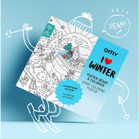 Poster géant à colorier I LOVE WINTER OMY