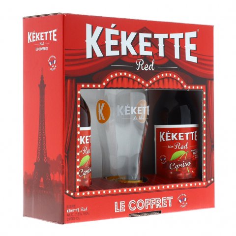 COFFRET KÉKETTE RED CERISE 2X33CL + 1 VERRE