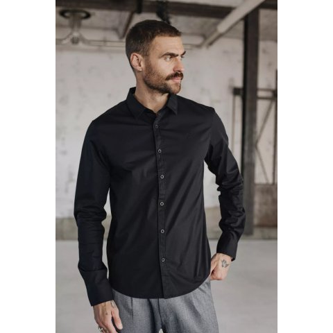 Chemise Homme, Black Yoris Poplin Stretch Freeman T.Porter