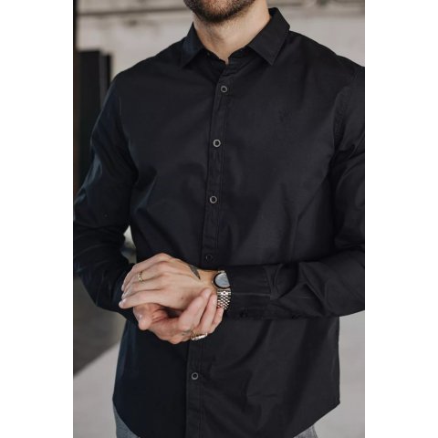 Chemise Homme, Black Yoris Poplin Stretch Freeman T.Porter