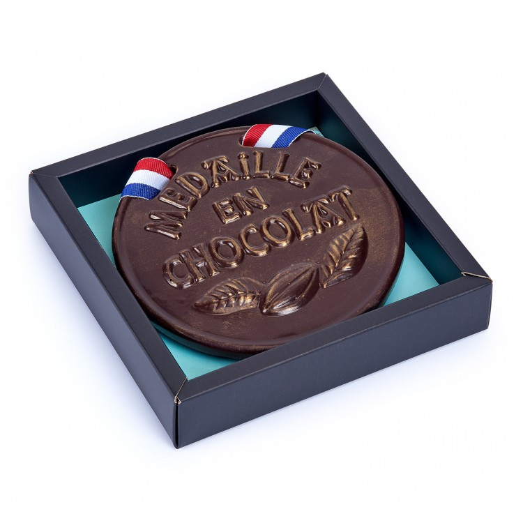 Médaille d'or chocolat au lait n°1 avec ruban bleu, blanc et rouge :  : Epicerie